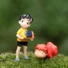 2 Pcs set Kawaii Ponyo on The Cliff Resin Figures Toy Gardening Boy Fish Ornament Action 1 - Studio Ghibli Shop