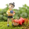 2 Pcs set Kawaii Ponyo on The Cliff Resin Figures Toy Gardening Boy Fish Ornament Action - Studio Ghibli Shop