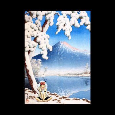 Ukiyo E Snow And Mount Fuji Mononoke Tapestry Official Studio Ghibli Merch