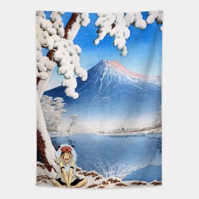 Ukiyo E Snow And Mount Fuji Mononoke Tapestry Official Studio Ghibli Merch