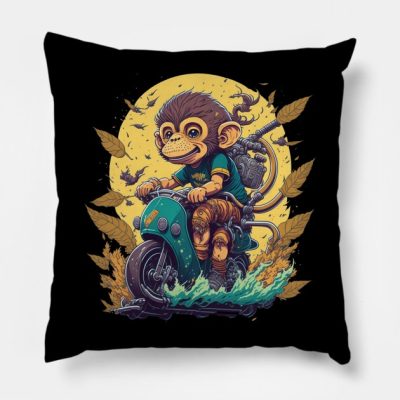 Mystical Scooter Ride Ultra Realistic Monkey Illus Throw Pillow Official Studio Ghibli Merch