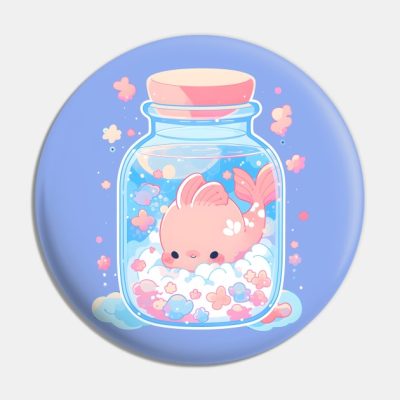 Adorable Anime Style Fish In A Glass Jar Cute Aqua Pin Official Studio Ghibli Merch