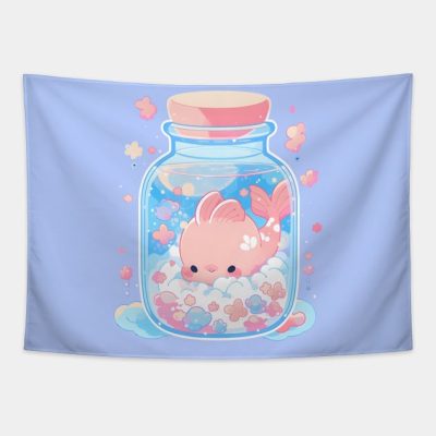 Adorable Anime Style Fish In A Glass Jar Cute Aqua Tapestry Official Studio Ghibli Merch