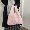 Cartoon Totoro Embroidery Lamb Fabric Handbag for Women Girls Japan INS Shoulder Bag Tote Bag Soft 4 - Studio Ghibli Shop