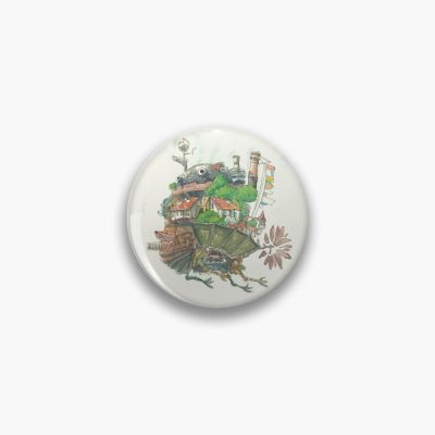 Howl'S Moving Castle In Watercolor Pin Official Studio Ghibli Merch
