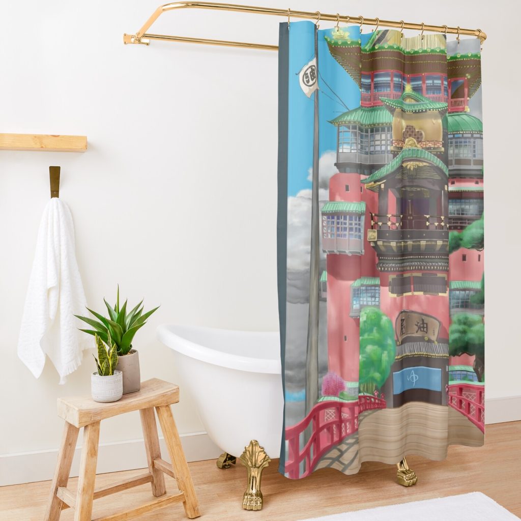 Bathhouse Spirited Away Digital Art Shower Curtain Official Studio Ghibli Merch