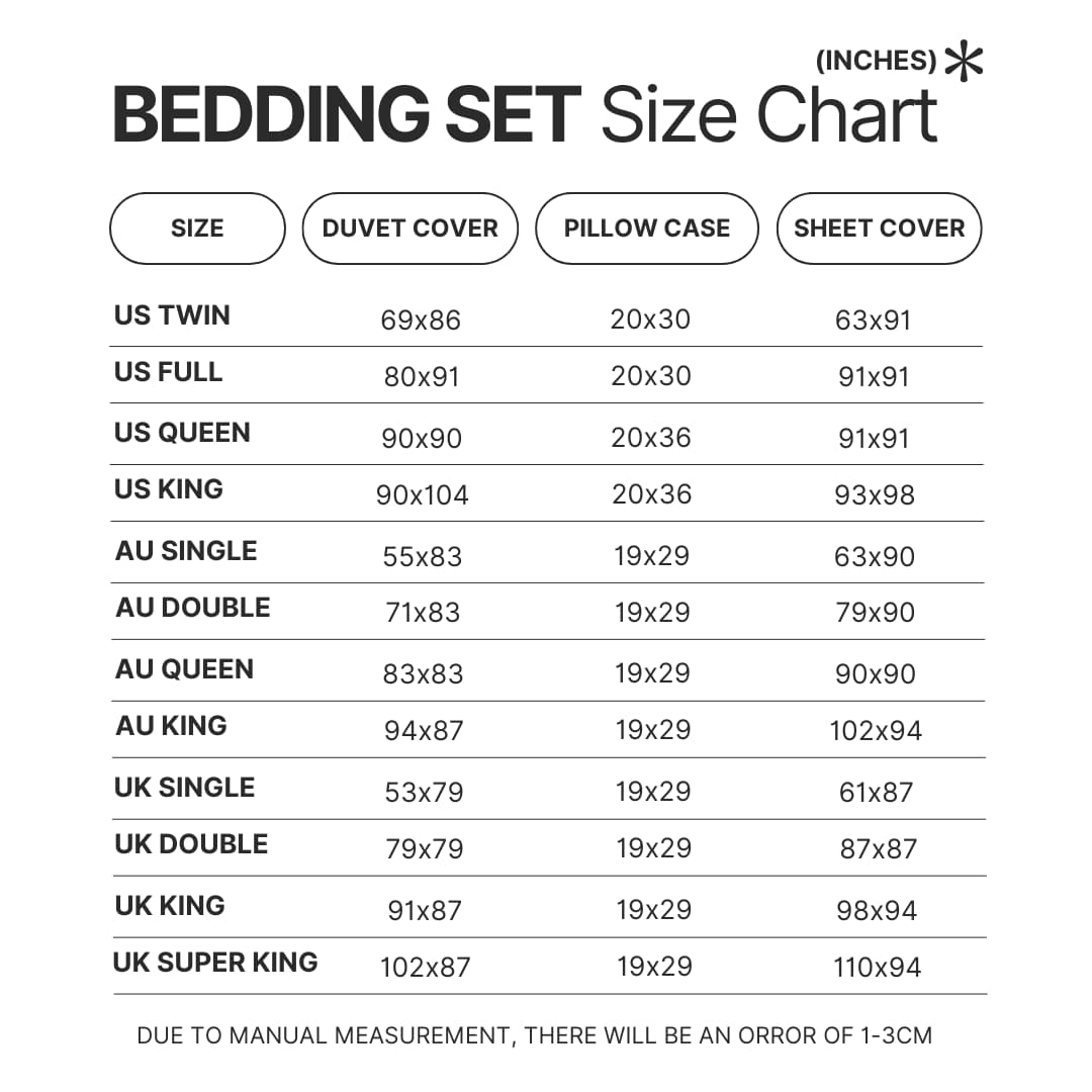 Bedding Set Size Chart - Studio Ghibli Merch