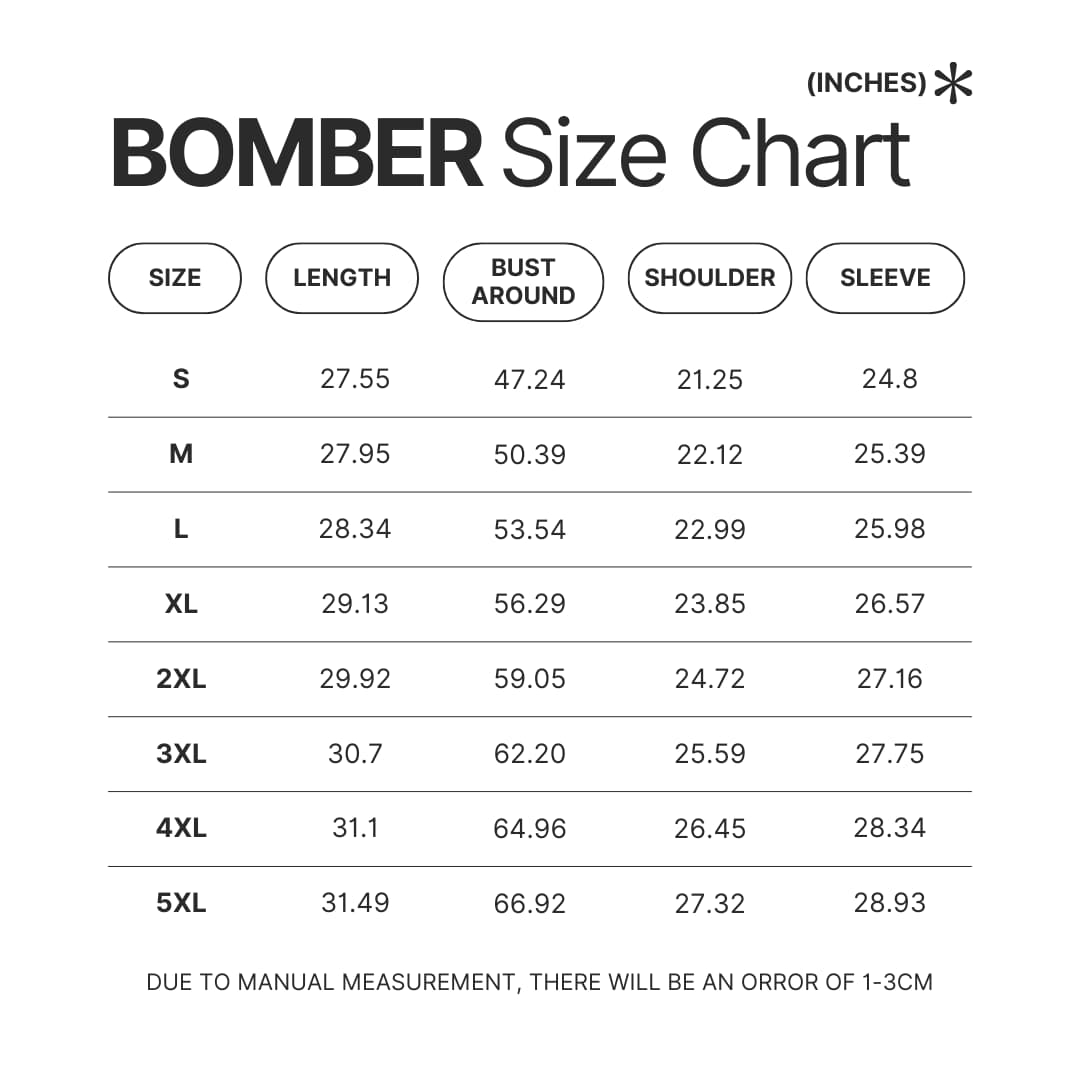 Bomber Size Chart - Studio Ghibli Merch