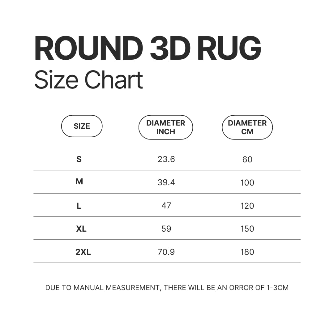 Roung Rug Size Chart - Studio Ghibli Merch