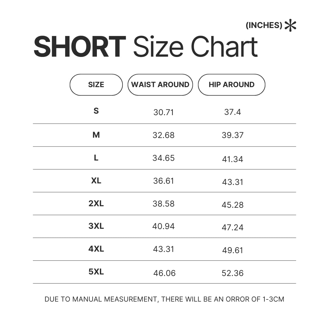 Short Size Chart - Studio Ghibli Shop