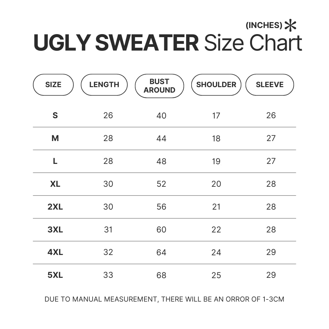 Ugly Sweater Size Chart - Studio Ghibli Merch