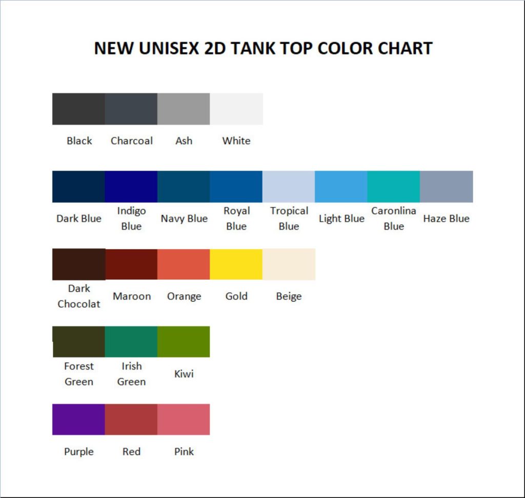 tank top color chart - Studio Ghibli Shop